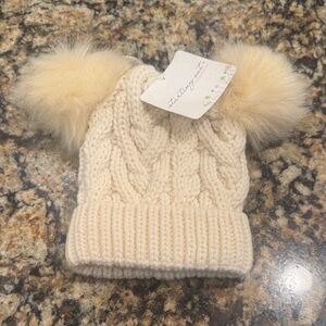 Cozy Ivory Knit Pom-Pom Hat for Infants